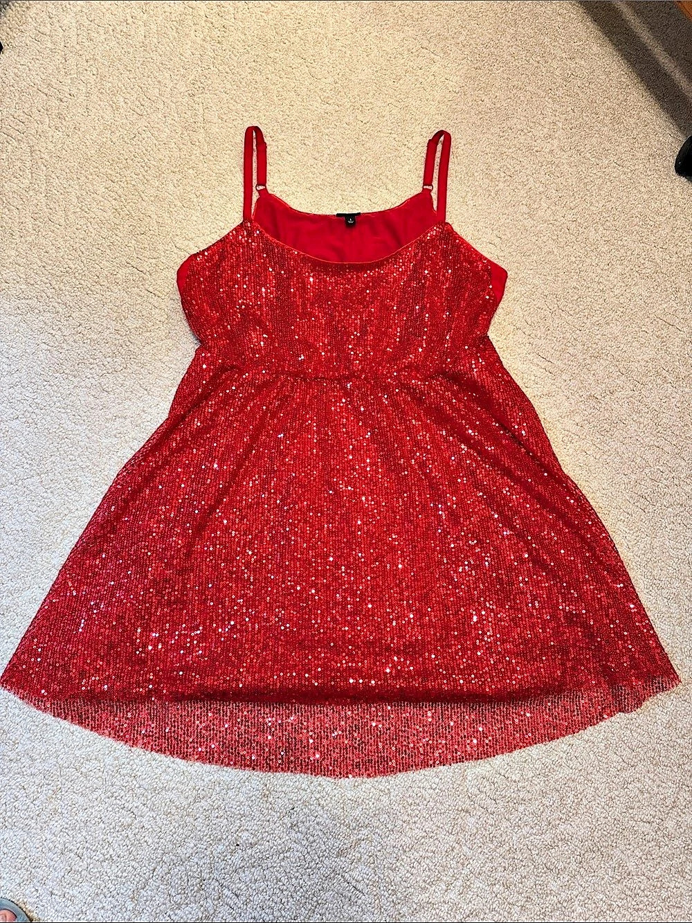 Torrid Mini Sequin Skater Dress Red Size 1